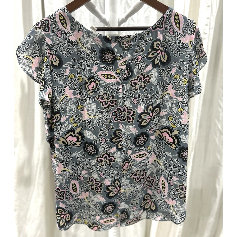 Ann Taylor Loft Womens Paisley Floral Top Pink Pretty Office Boho Earthy Size PL